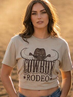Cowboy Rodeo Cropped T-Shirt | Western Cowboy Crop Top | Rodeo Graphic Tee